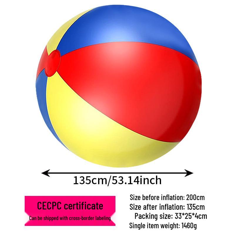 Parent-Child Giant Inflatable PVC Beach Ball - Thick, Colorful Three-Tone Design for Outdoor Fun