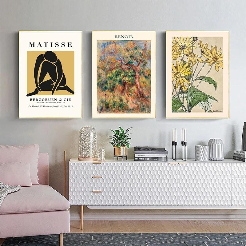 Abstract Matisse Modern Wall Art Flower Market Colour Canvas Painting Flower Grass Wooden Prints Kitchen Living Room Decoration