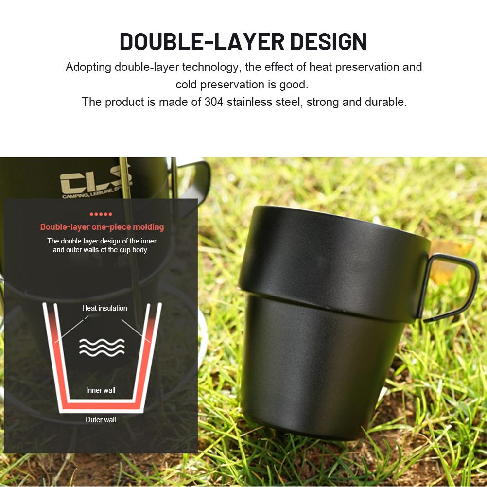 Sada 4 stohovatelných hrnků na kávu se stojanem Stohování 304 Nerezová ocel Dvojitě izolované hrnky pro