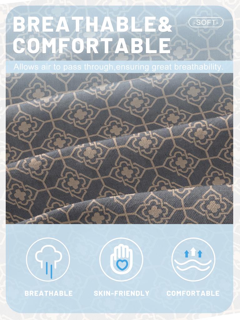 Simple 1 Modern Geometry Printed Matte Fitted Sheet, Bedroom Printed Bed Cover, Bedding Excluding Pillowcases