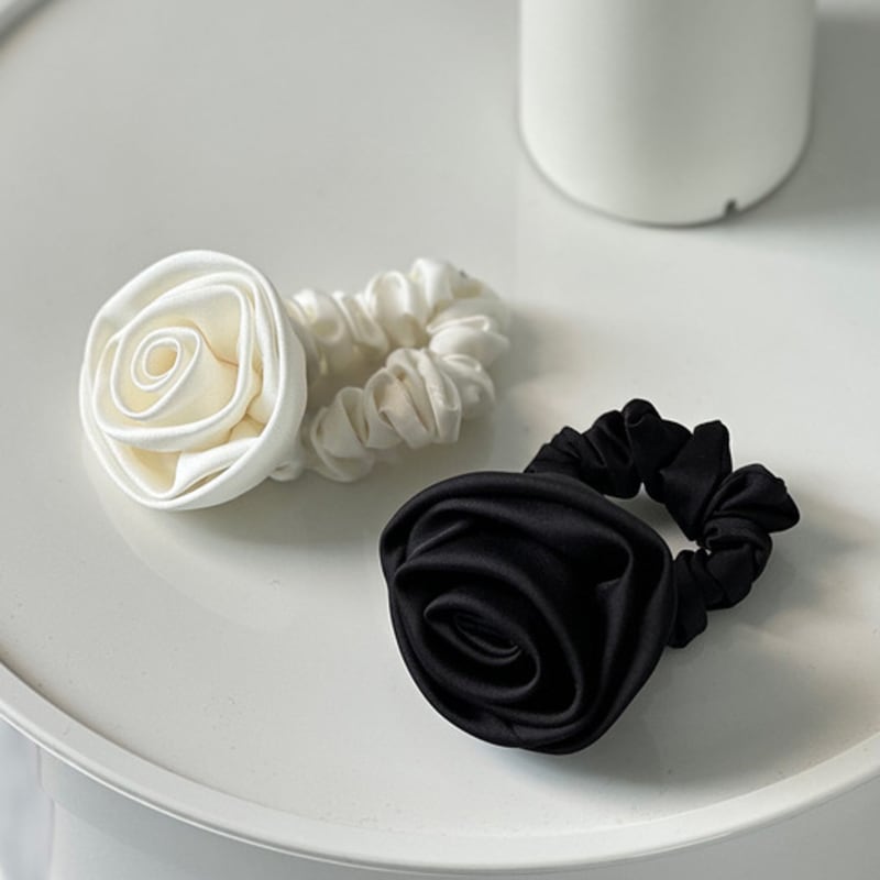 

geegee [2 типа] резинка для волос и скраб для волос с розой - черный Tie TYPE