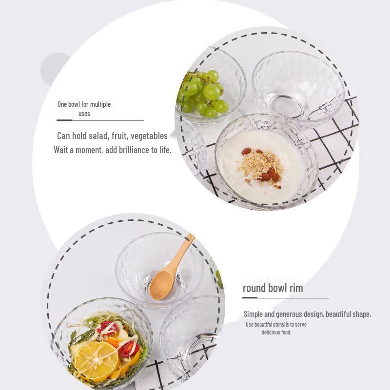 An Yike Meruite Elegant Ice Pattern Glass Bowl 2-Piece Set