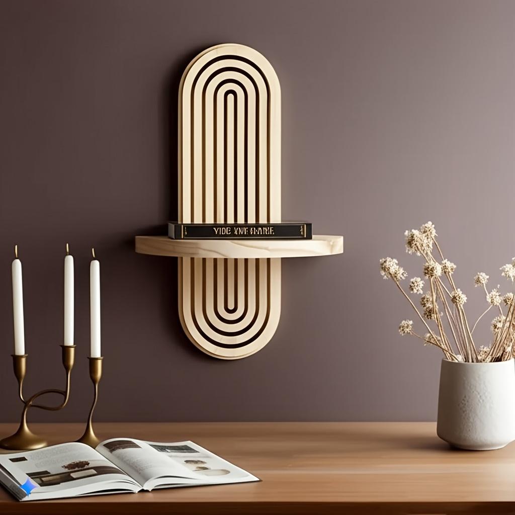 Wall Mounted Storage Rack Wood Color Wall Mounted Candle Storage Rack Suspended Bathroom Storage Rack Living Room Decoration