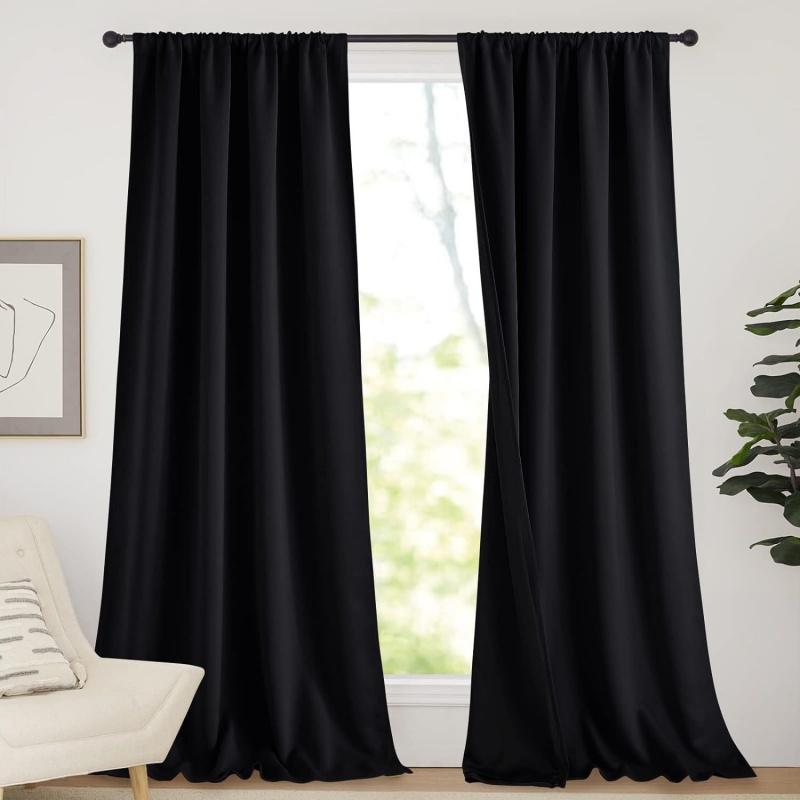100% Blackout Curtains Coated & LaminatedThermal Insulated, Rod Pocket – Solid Blackout Drapes for Bedroom, Living Room, Home Theater Decor