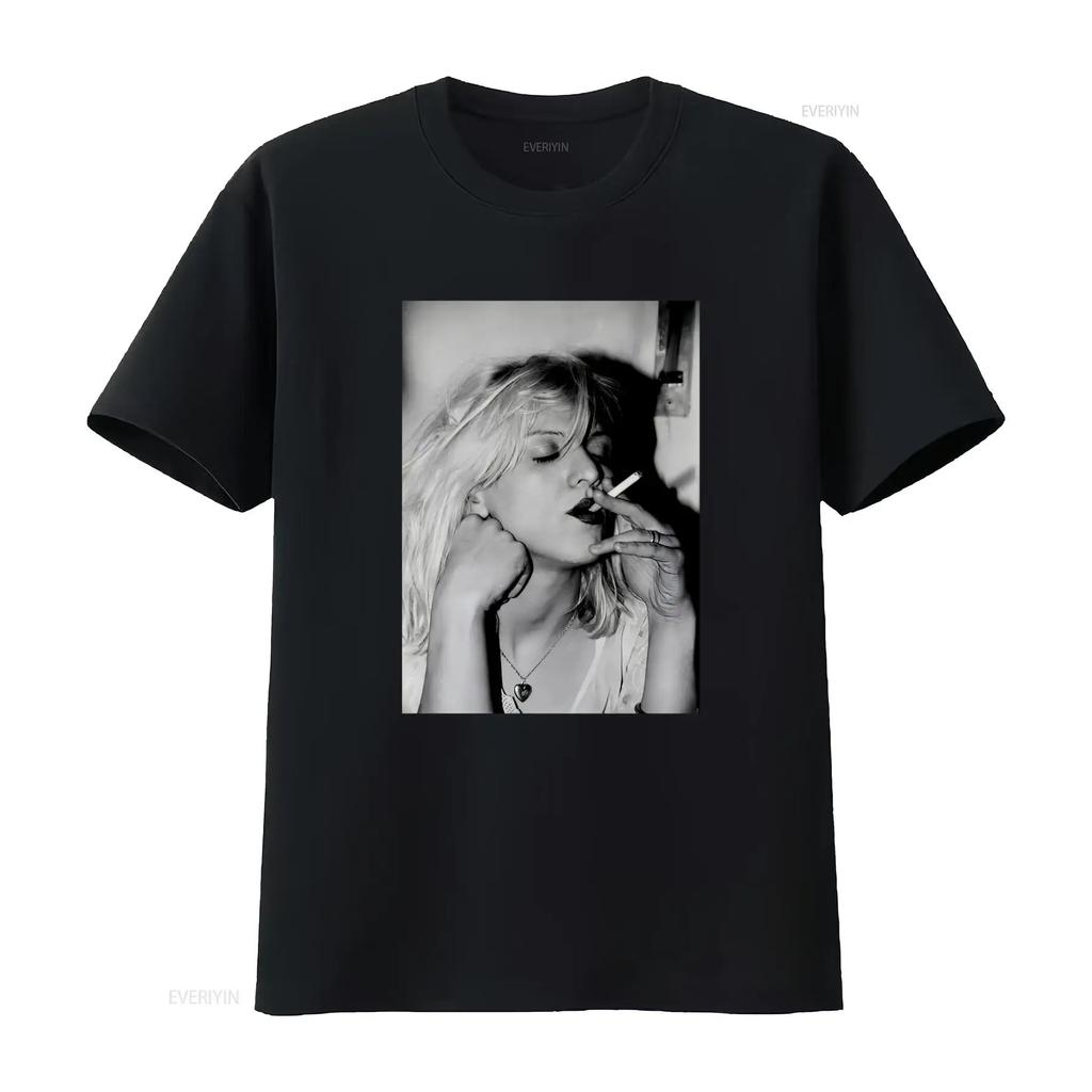 Sängerin Courtney Love Raucher T-Shirt Alle Größen S 4xl Baumwolle Unisex Zc2319 Vintage Grafikdesigner Kleidung Vielseitige Mode