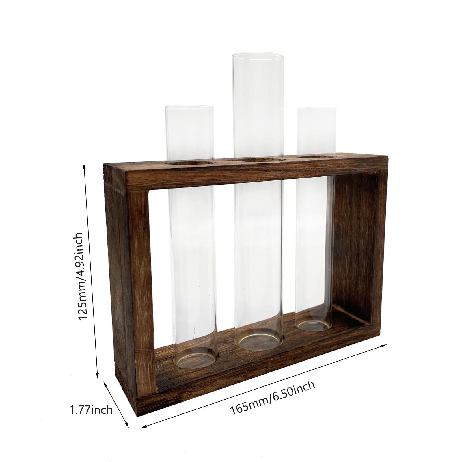 

Террариум для растений с деревянной подставкой, станция для размножения растений, вазы для укоренения растений, подвесной стеклянный держатель для растений, украшения, домашний декор 3 Test Tubes