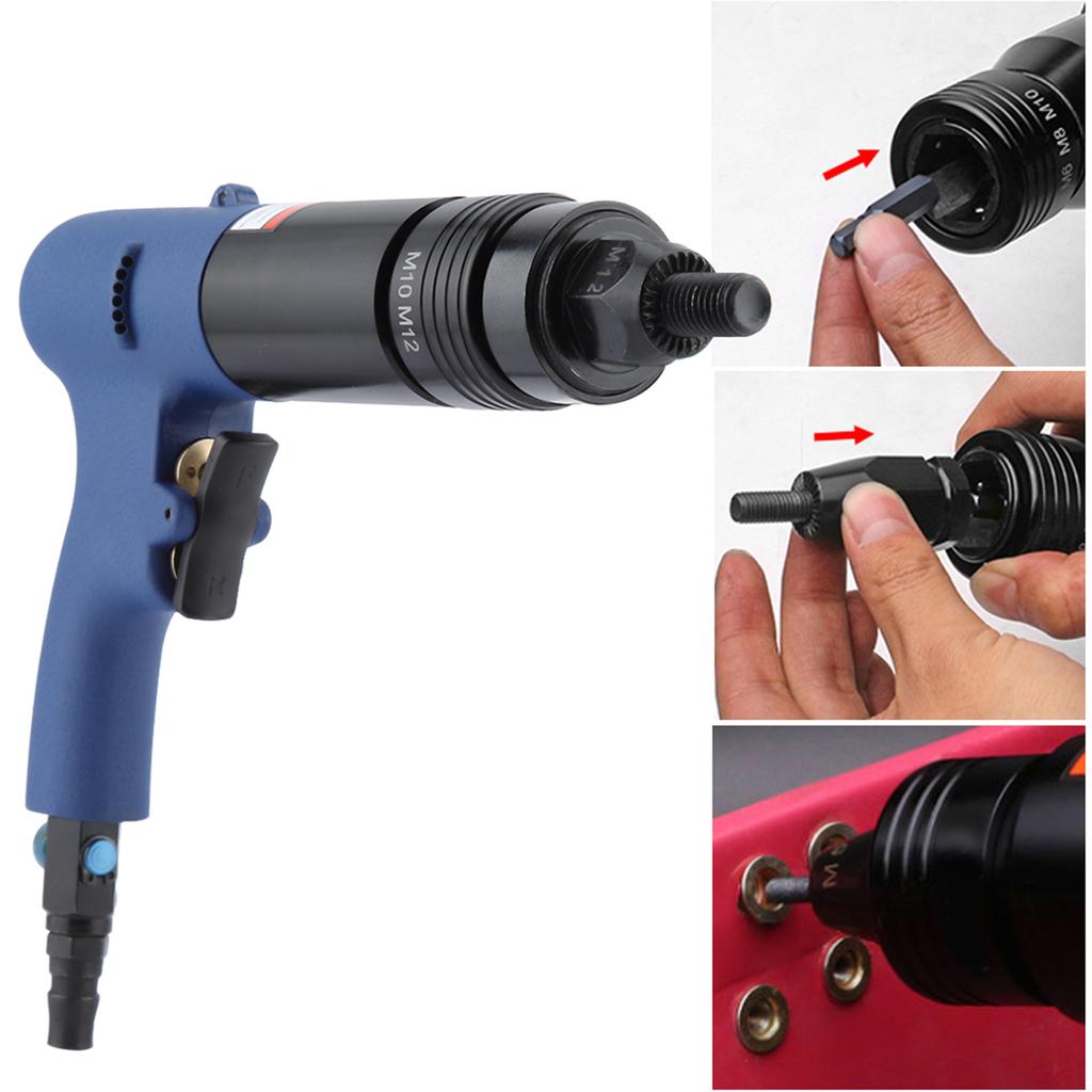 Pneumatic Riveter Air Rivet Nut Gun Pull Nut Nail Gun Air Riveting Tool M10M12