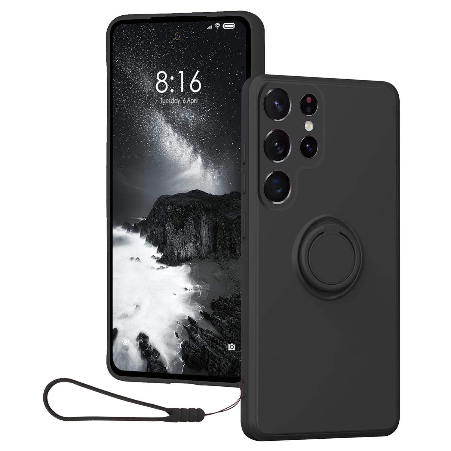 

Чехол для Samsung Galaxy S24 Ultra с держателем для ремешка и подставкой Black