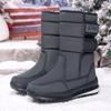 Men's Winter Warm Fleece-Lined High-Top Snow Boots Thick Sole Outdoor.