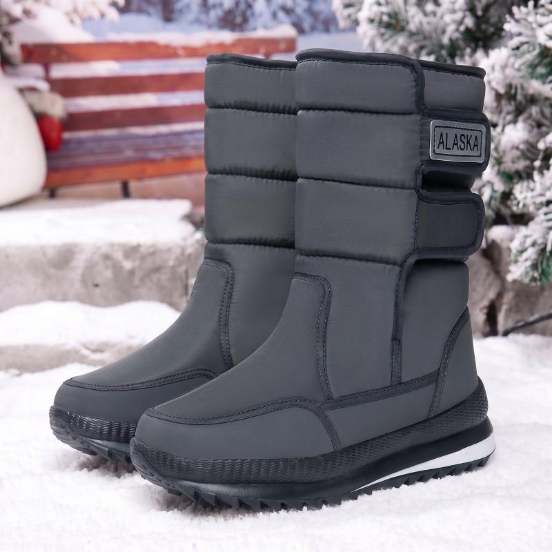 Men's Winter Warm Fleece-Lined High-Top Snow Boots Thick Sole Outdoor.