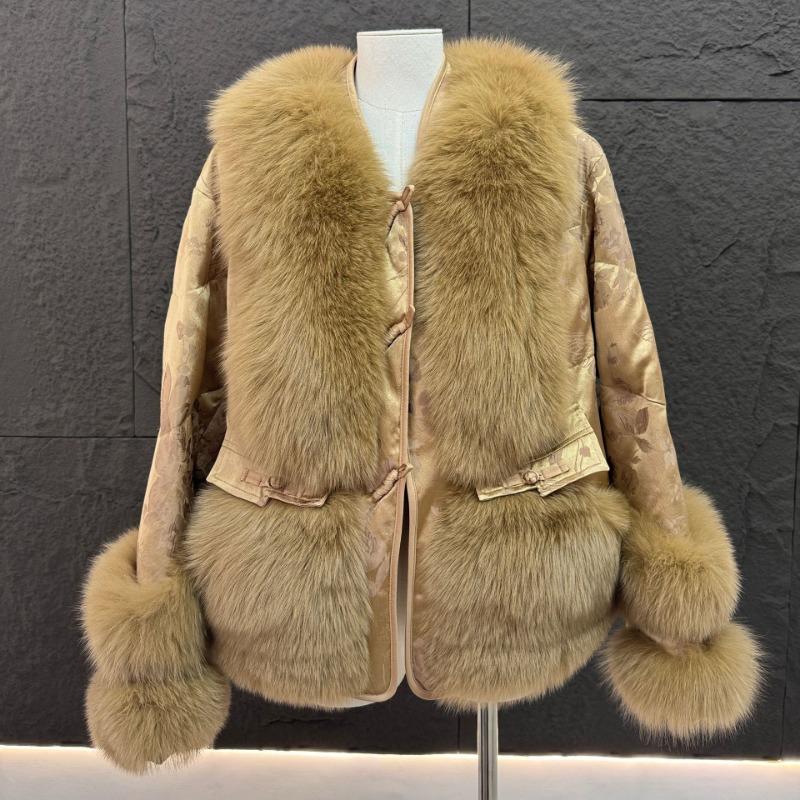Real Hair Haining Winter New Coat Fox Fur Coat Goose Down Jacket Women