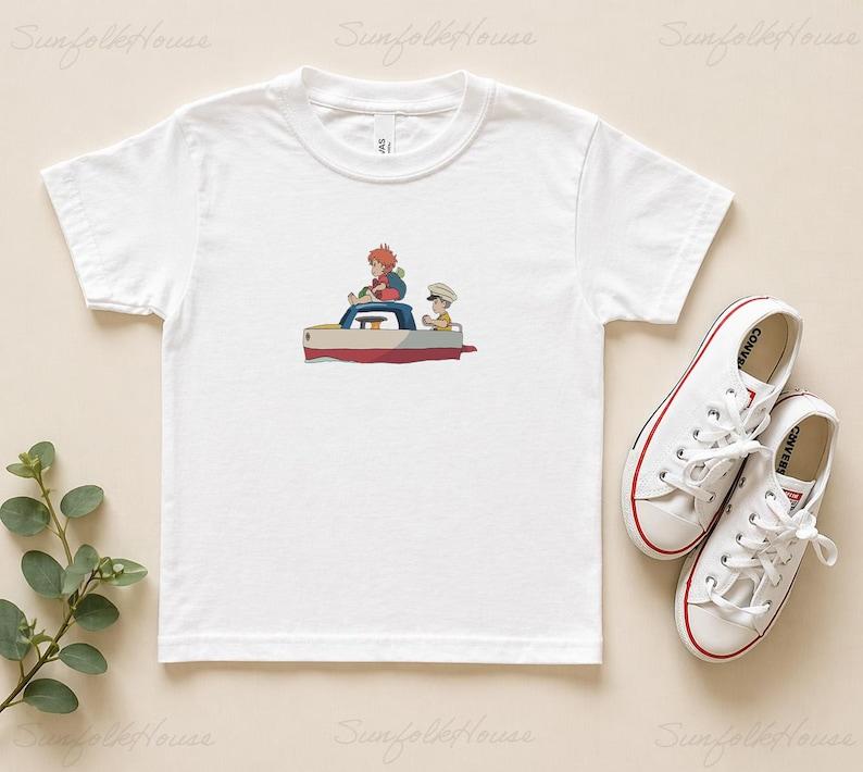 Ponyo Boat Kids Shirt, Studio Ghibli Inspired Tee, Cute Anime Kids T-Shirt, Japanese Cartoon Shirt, Kawaii Anime Tee, Gift for Kids 100