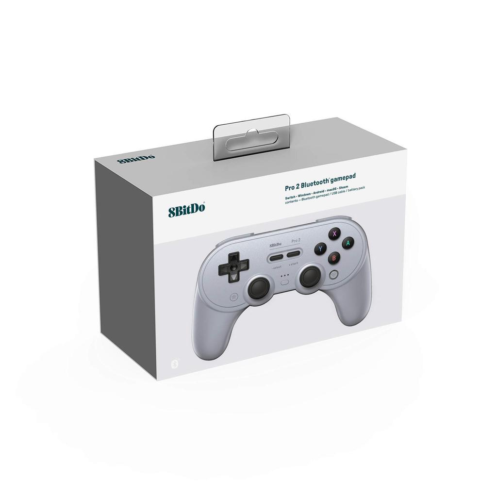 8Bitdo Pro 2 Gamepad (Graue Version) für NS Switch, PC, Android, macOS, Steam Deck, iPhone, iPad, macOS, Apple TV und Raspberry Pi