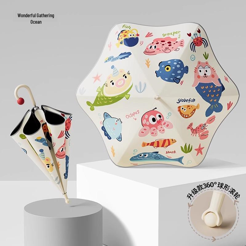 Großer Kinder-Doppelpersonen-Regenschirm für die Schule, wasserdicht, mit langem Griff