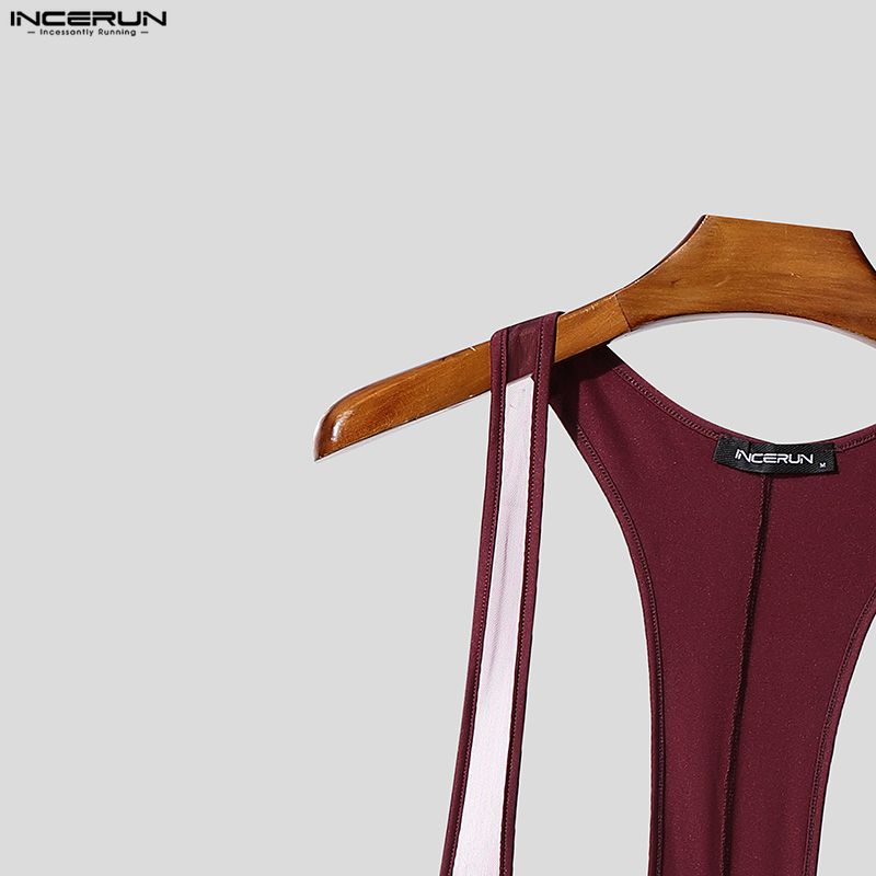 INCERUN Herren Langarm Ärmellos Enganliegend Bodysuits Einteiler Overalls Unterwäsche Playsuits