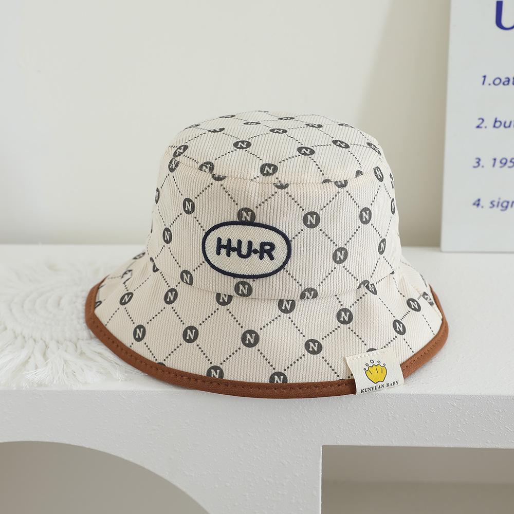 Children's Autumn/Winter Corduroy Fisherman Hat - Korean Style, Graffiti Design, Fashionable Baseball Cap.