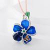 Buyee 925 Sterling Silver Big Clip Earring Elegant Blue Enamel Flower Earring for Woman Girl Wedding Fine Jewelry Earring