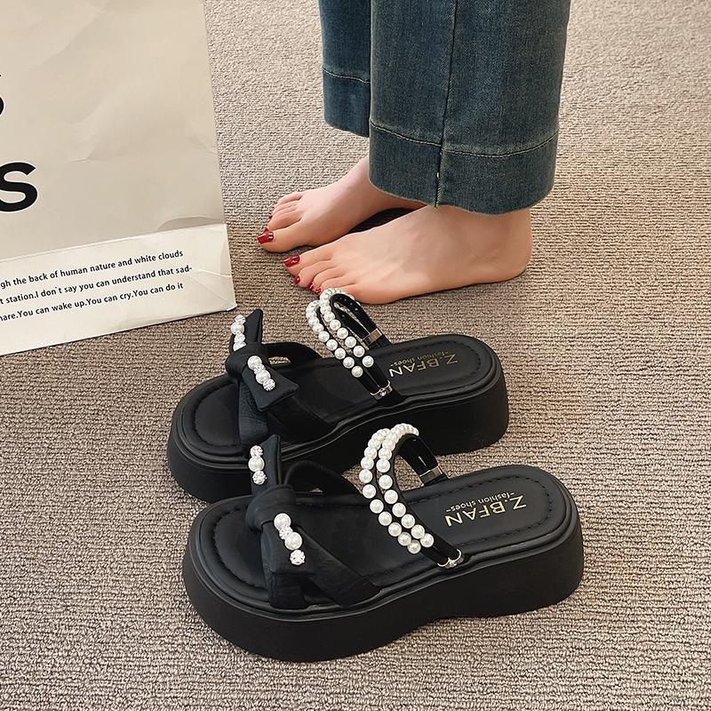 Fashion Slippers Casual Shoes Butterfly-Knot Slides Platform Slipers Women String Bead Luxury 2025 Butterfly-knot Female Shoes Butterfly