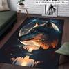 Flannel Printed Wolf Moon Rug Night Sky Landscape Soft Fleece Floor Mat Living Room Carpet Wildlife Art Decor Rugs
