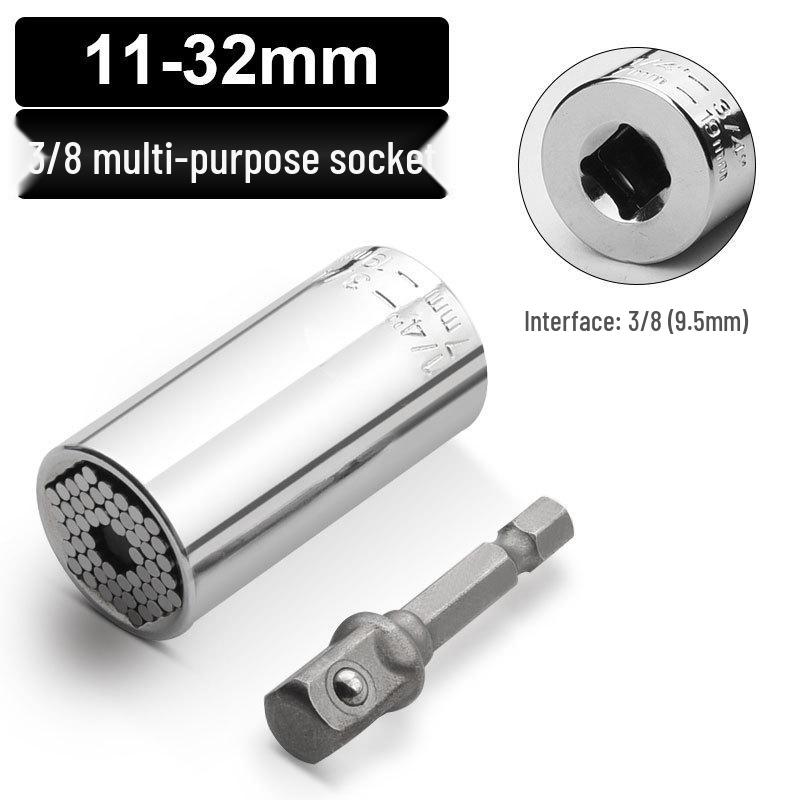Universal 7-19mm Socket Wrench, Chrome Vanadium Steel, Metric/Imperial, Chrome Plated, Multifunctional Tool