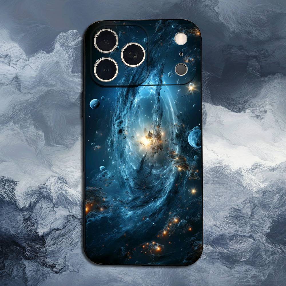 Space For Galaxy Universe For iPhone 13,16,11,14,17,12,15,Plus,Pro Max,XS,X,XR,SE,Mini,8,7,Phone Case Soft Silicone Black