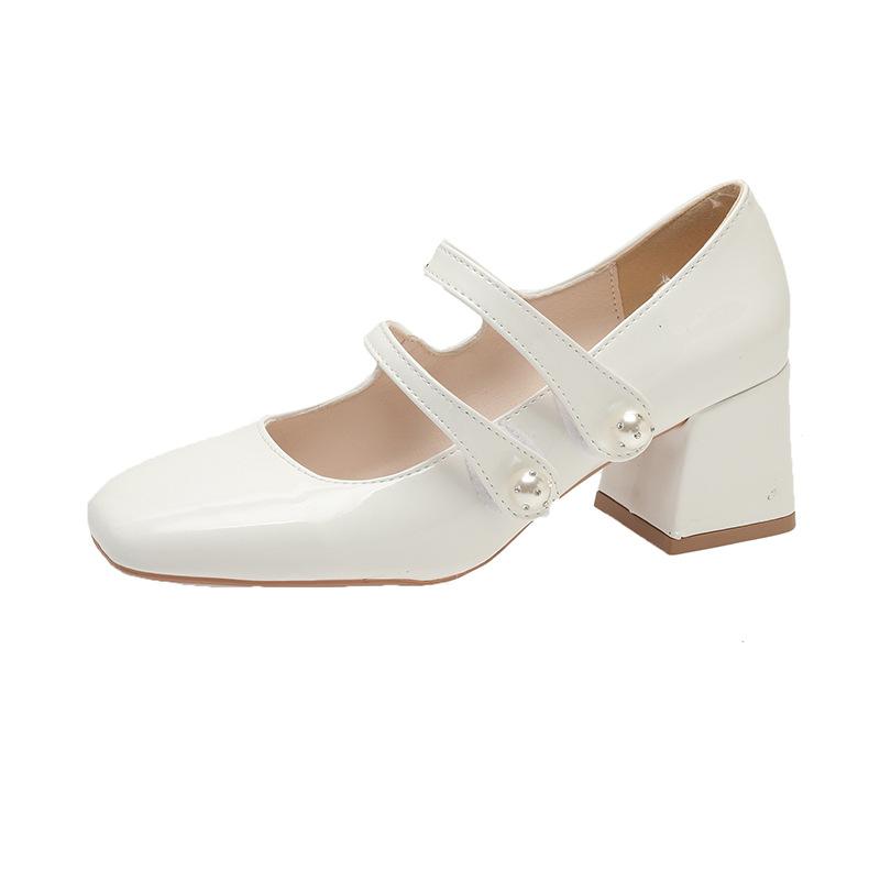 

Fashion Women Chunky Heels Mary Jane Shoes Spring New Fashion Square Toe Double Ankle Strap Pumps Women Elegant Leather High Heels Shoes 34 белый