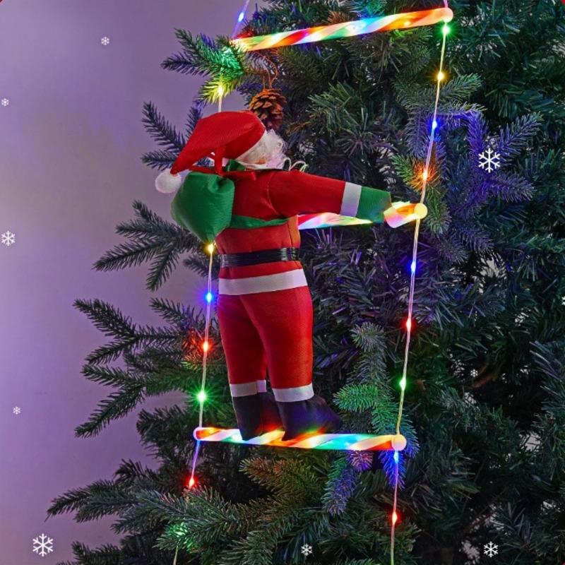 Weihnachtsdekoration LED Leiterlichter mit kletterndem Weihnachtsmann Innen-Weihnachts-Dekorationslicht 8 Modi für Zuhause Weihnachtsdeko