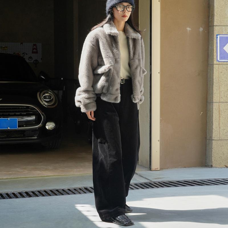 Johnature Winter Korean Version Corduroy Casual Pants Simple Straight Leg Loose Thermal Pants Women Thick