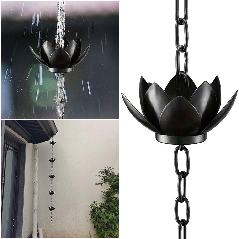 Łańcuch deszczowy Lotus Rain Catcher, dekoracyjny, ogrodowy, wiszący, do rynien, na zewnątrz