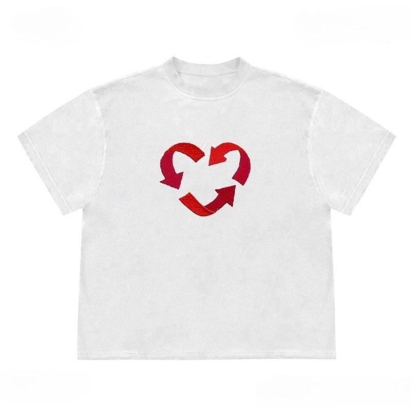 

Creative Arrows and Heart Graphic Print Autumn Pure Cotton Unisex T-shirt Short Sleeve Street Fashion Trend Clothing Kpop 4XL