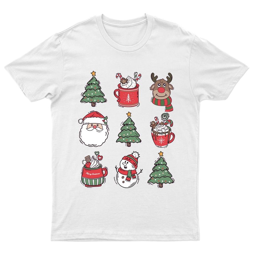 Merry Christmas Holiday Illustrations TShirt Unisex Gift Retro Funny Unisexs