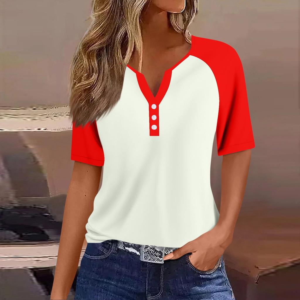 Women's T Shirt Tee Print Button Raglan Sleeve Daily Weekend Fashion Basic V Neck Regular Top