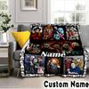 Custom NameClown Horror Blanket Flannel Throw for Sofa, Indoor, Camping, Living Room, Office, Chair, And Bed Soft Birthday Christmas Gift