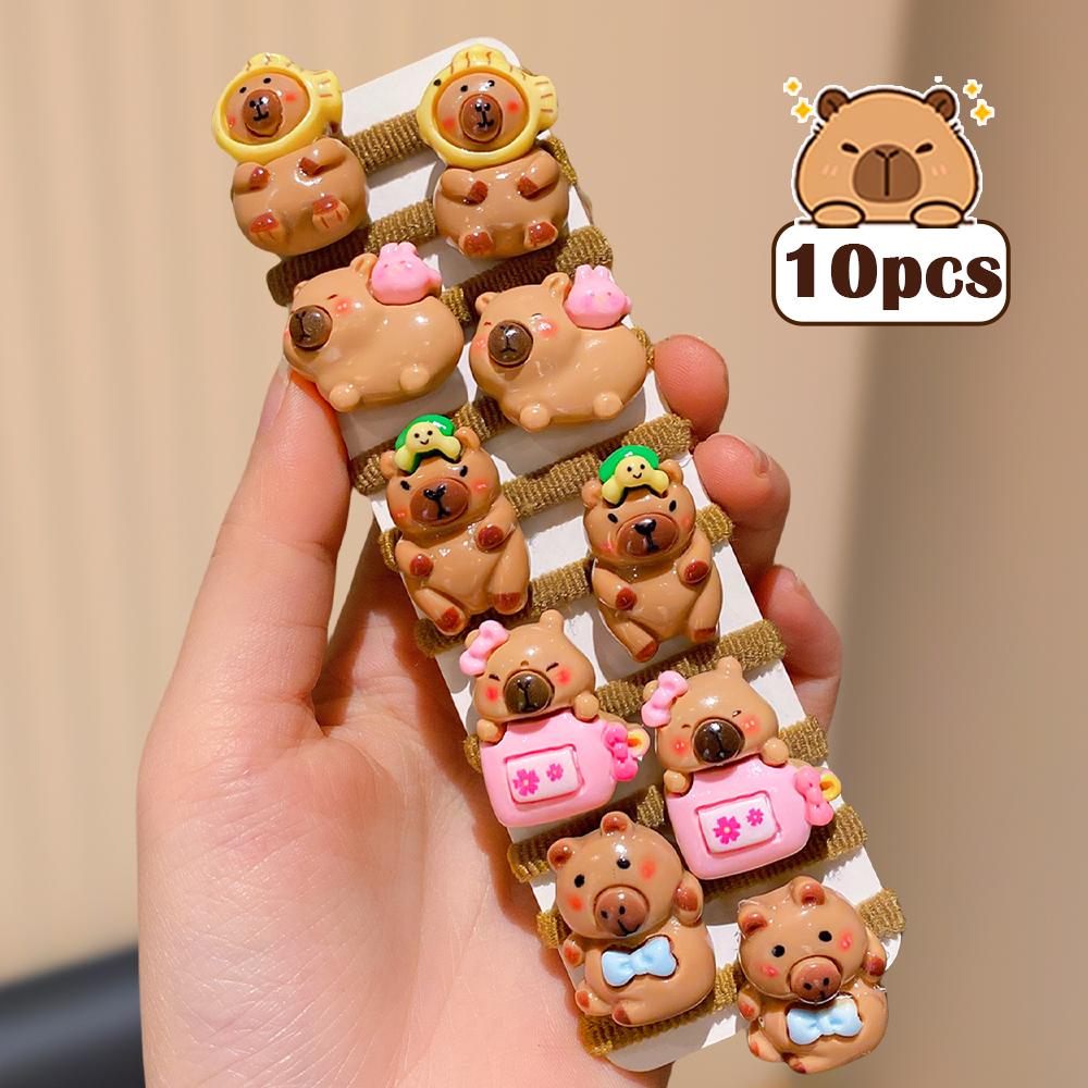 10 Multi-Colored Capybara Hair Ties, a Gift for Cute Girls, the Best Choice for Wearing When Going Out and at School