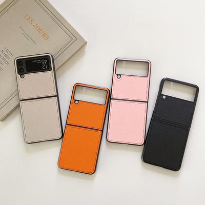 Nowoczesne Stylowe Etui na Telefon ze Skóry PU Dla Samsunga Galaxy Z Flip 3 5g Twarde PC Smukłe Tylne Etui Dla Z Flip3