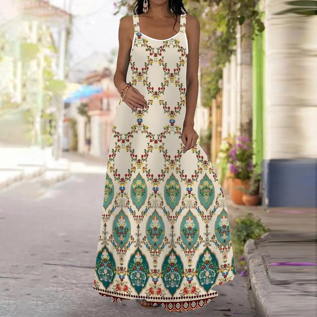 Women's Slip Dress Maxi Long Dress Geometric Tie Dyeing Print Stitching Print Dress Spring & Summer Leisure Vacation