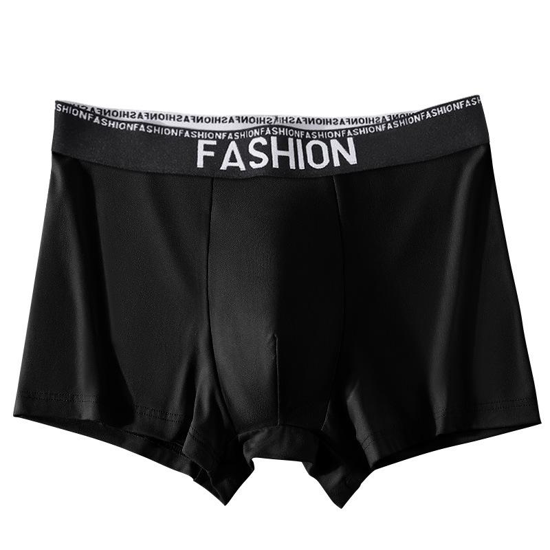 Plus Size Men s Spring and Summer Trendy High End Antibacterial Comfortable Loose Briefs L чёрный