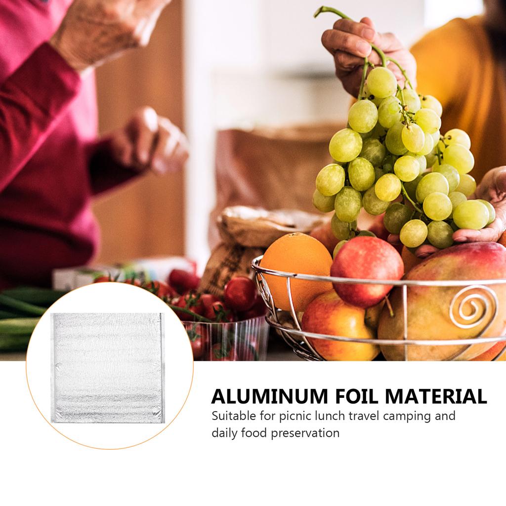 Thermal Bento Lunch Pouch Disposable Aluminum Foil Insulated Bags Food Tinfoil Refrigerated Ice Takeaway 20pcs ((3mm) 30*30cm)