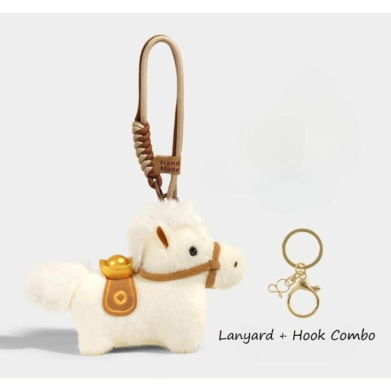 Adorable 2026 Year of The Horse Plush Doll Realistic Pony Figure Keychain Cute Soft Toy for New Year Gift & Decor