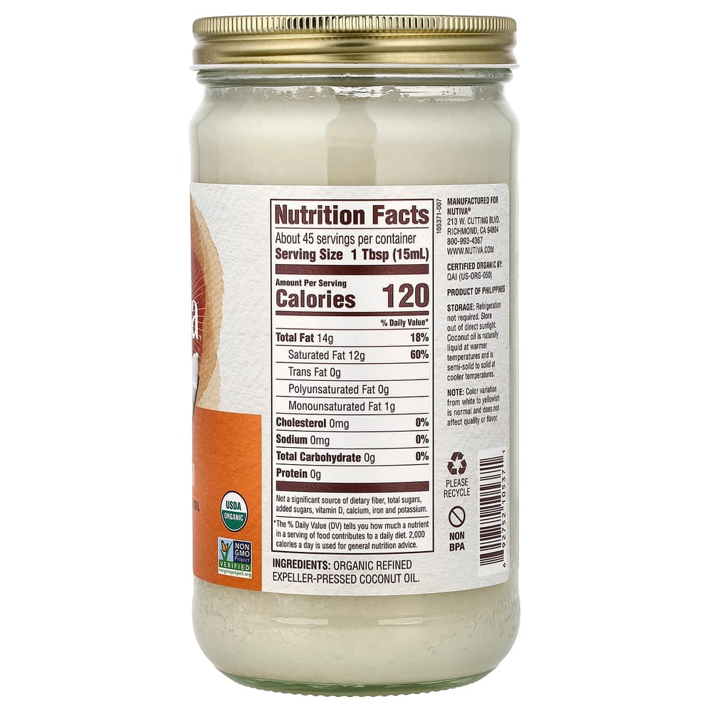 Nutiva Refined Coconut Oil 680ml (23 fl oz)
