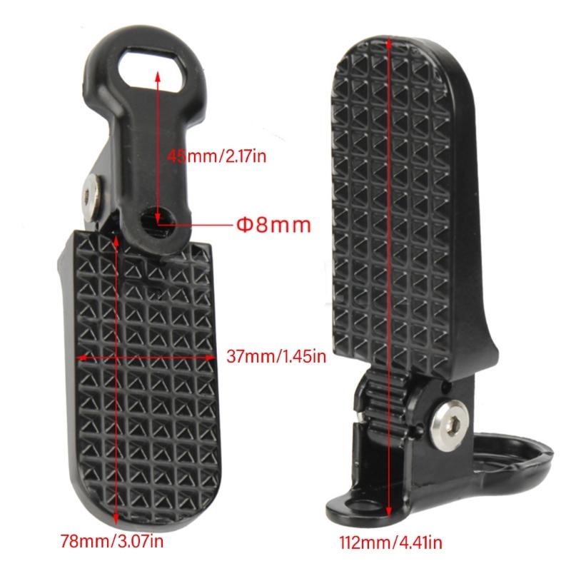 Electric Rear Pedals Aluminium Foldable Pegs Folding Footrest for Electric Scooter Electric Scooter Accessory Black