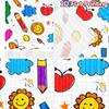 2D flat Photography Backdrop Photography Banner Colorful Doodles Mix 100% Polyester Holiday Decorations for Door, wall, and