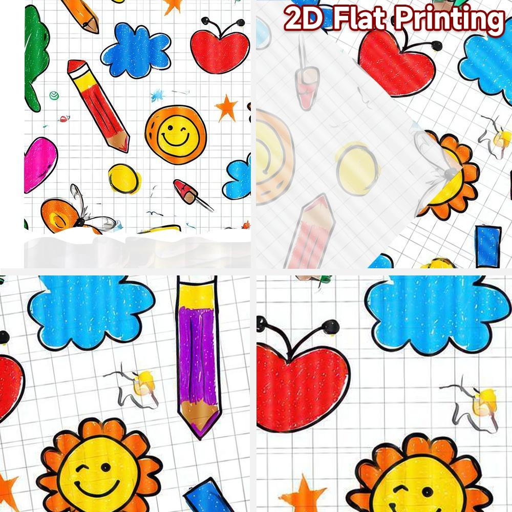 2D flat Photography Backdrop Photography Banner Colorful Doodles Mix 100% Polyester Holiday Decorations for Door, wall, and