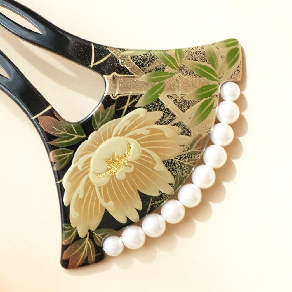 Kanzashi Tomesode Makie Hair Ornament Pearl Wedding Mother Hairpin Peony Made In Japan Kanzasi Watmosphere Watmosphere 8w506 30's 40's 50's 60's