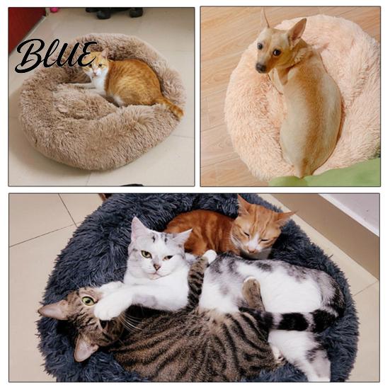 Comfortable Pet Bed Bottom Fluffy Soft Nest Washable Round Calming Dog with Non-slip Plush Faux