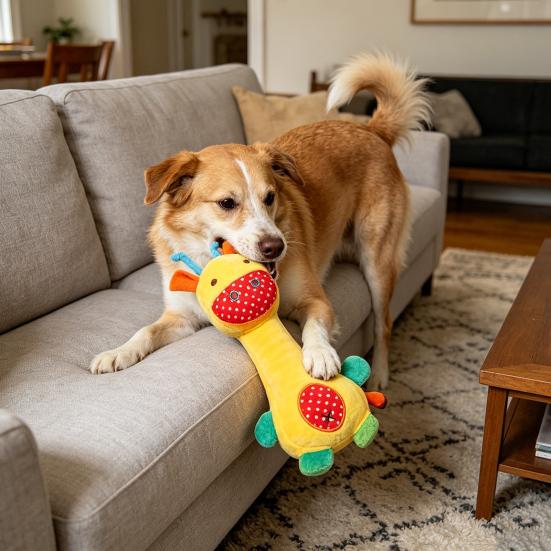 Pet Toy Sound Design Interactive Puppy Chew Toy with Built-in Rattle Cartoon Dog Monkey Design Teeth Oral Health Safe Chew