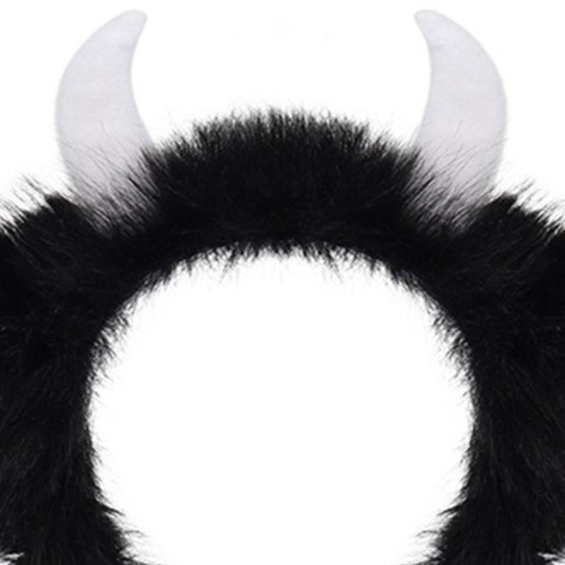 Fuzzy Devil Horn Headpiece Halloween Party Supply Furry Hairband With Lightweight Design Halloween Hair Ornaments