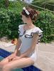 New one-piece multi-layer lace to cover the belly and look thin bikini fresh and cute hot spring woman