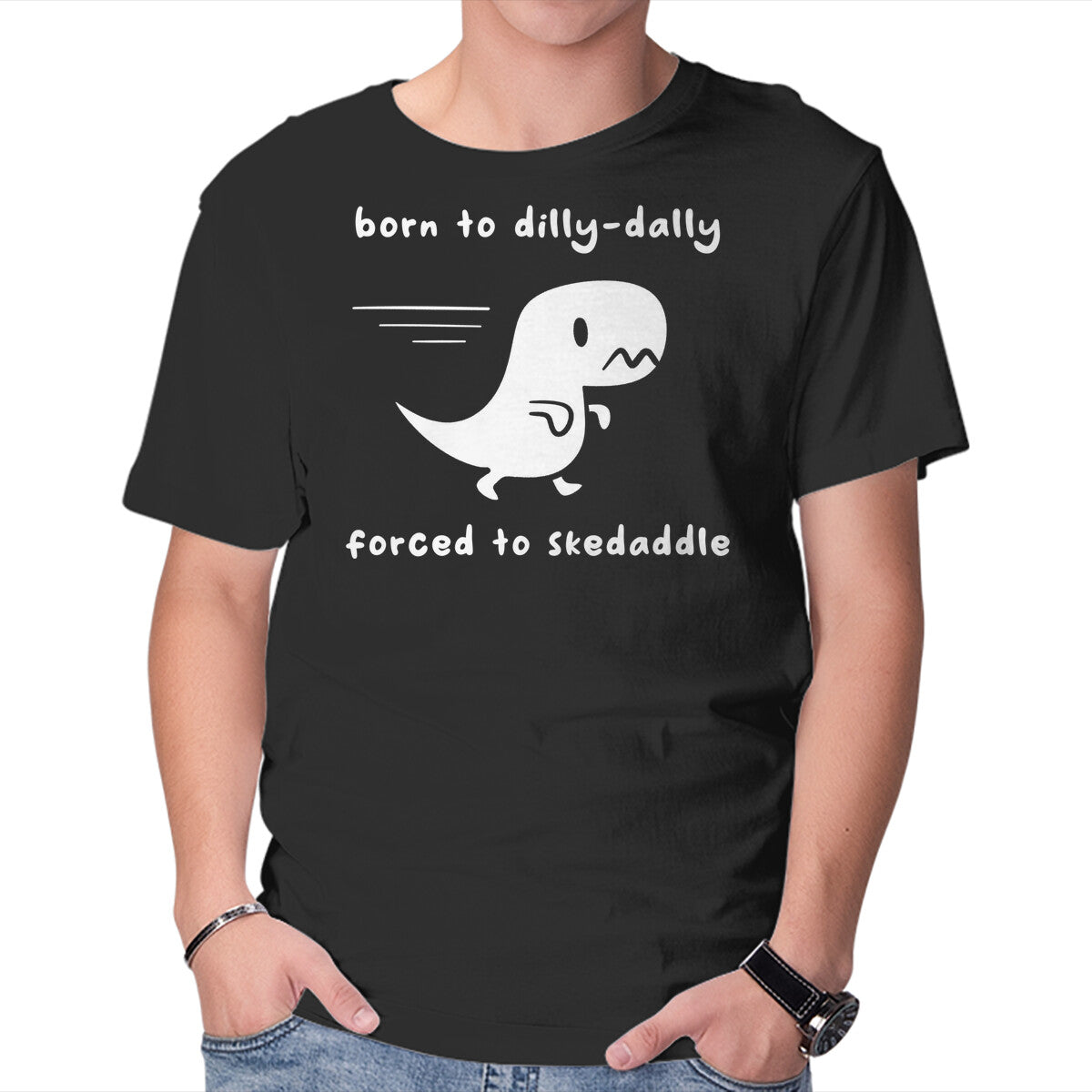 Unisex Crew Neck T-Shirt Dino Run Graphic Short Sleeve Casual Tee XS