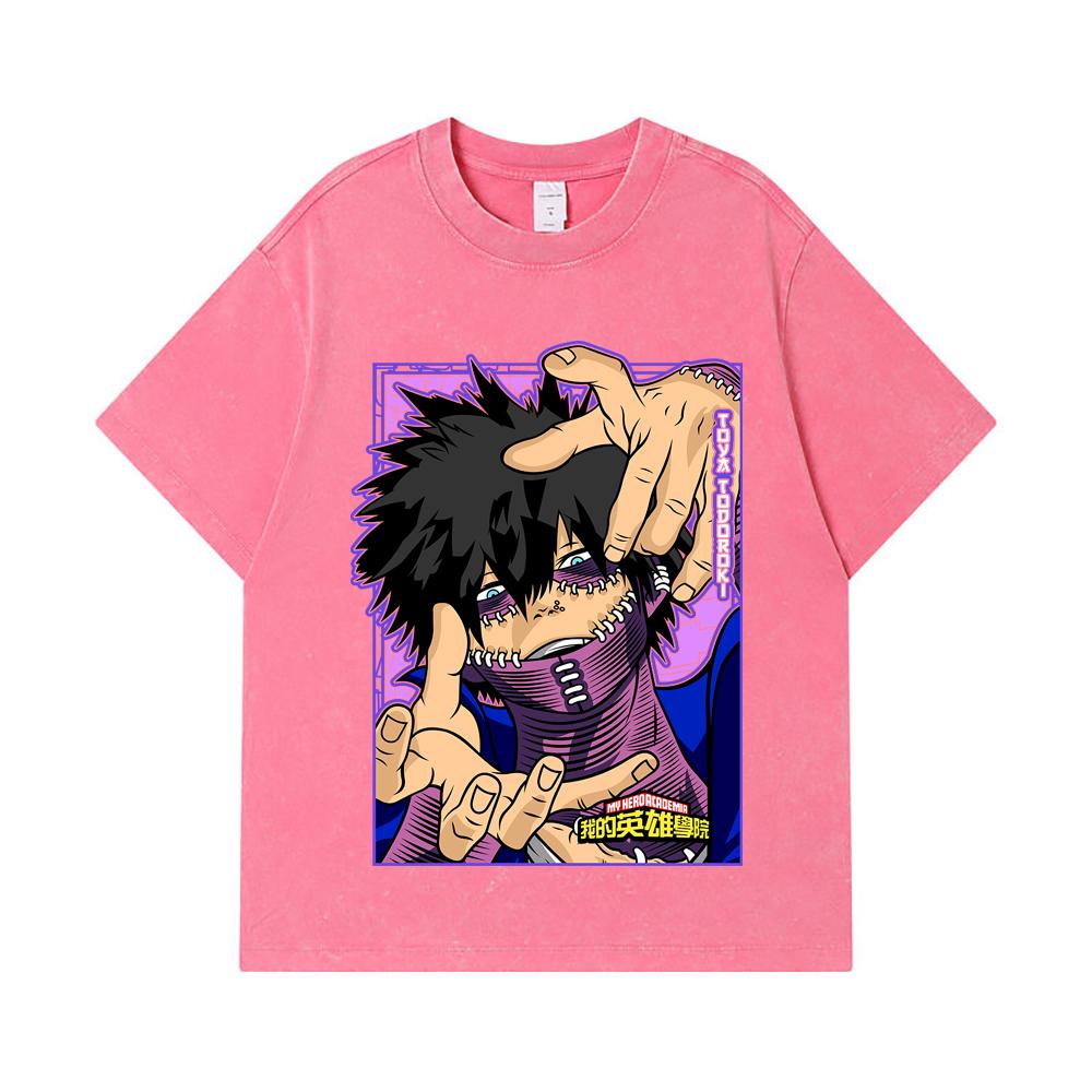 275 GSM Washed T-shirts 100% Cotton My Hero Academia V17 Dabi Print Unisex Heavy Cotton T Shirt